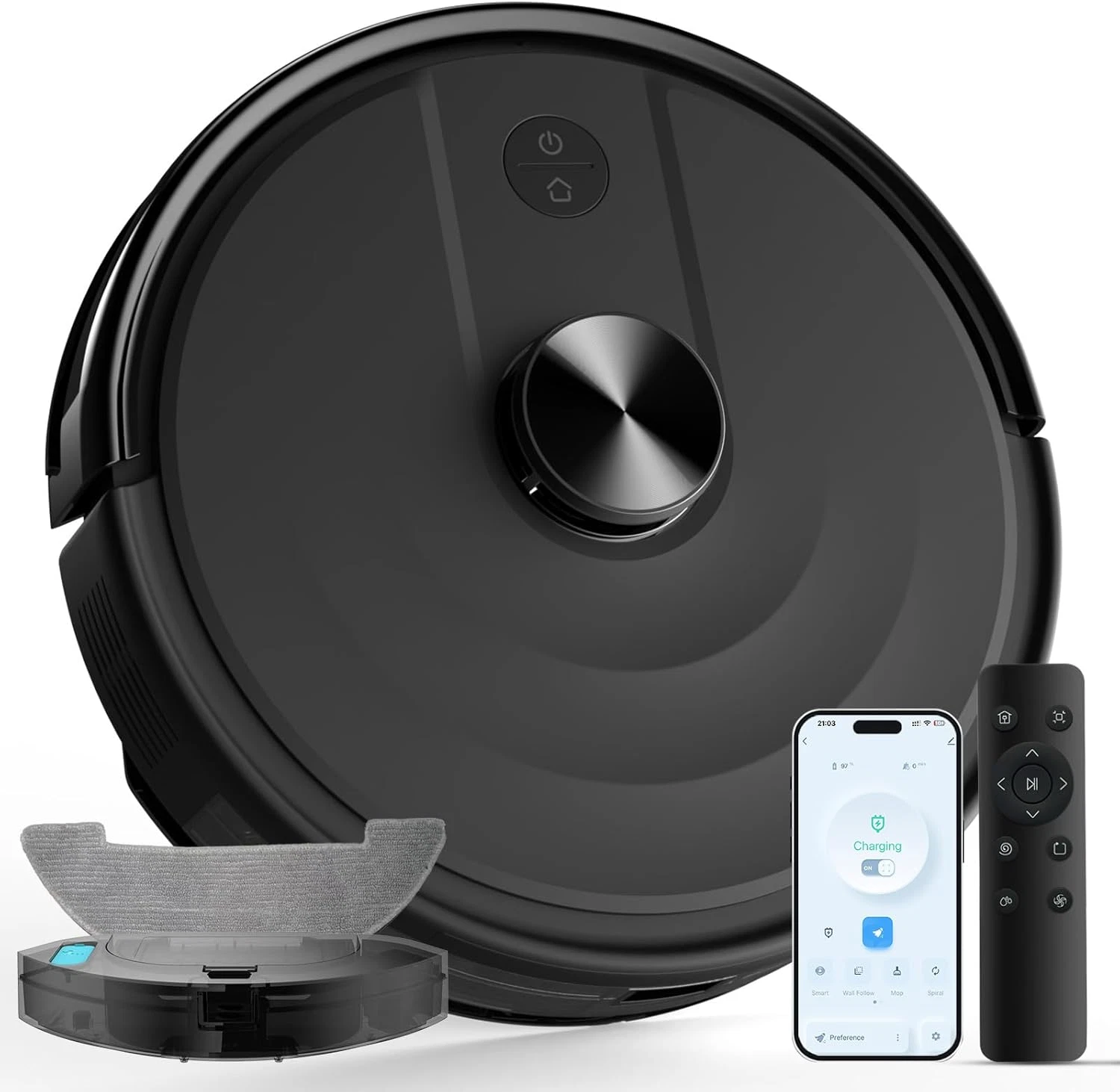 Smart Robot Vacuum & Mop with Lidar, 6000Pa, Self-Recharging, App/Alexa Control