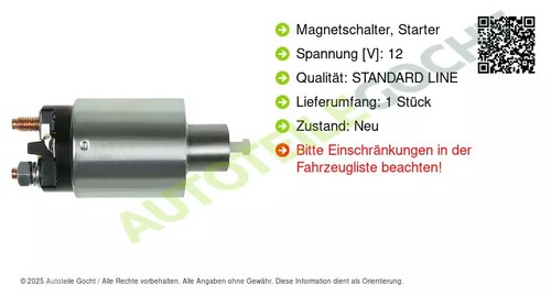 Magnetschalter Starter Anlasser für As-Pl Ss5017 - Afbeelding 8 van 8