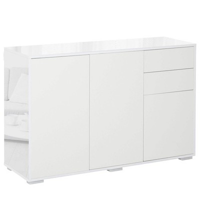 Hochglanz Sideboard, Beistellschrank, Push-Open Design mit 2 Schubladen für Wohnraum