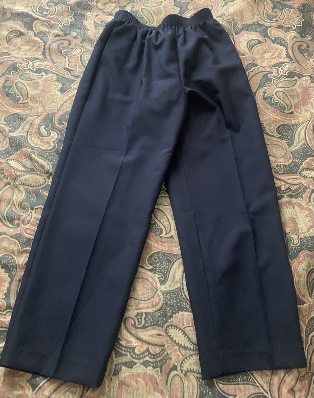 TanJay Pants Womens 8P Petite Navy Blue Pull-On Elastic Waist Straight Leg Dress