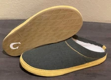 Olukai Hamani Hulu Mens Sheepskin Shearling Lined Felt Mule Slippers Shoes sz 11