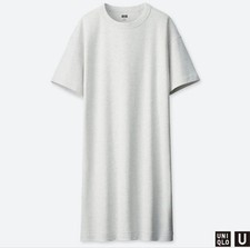 UNIQLO Crew Neck T-Shirt Dress Light Gray Short Sleeve Used
