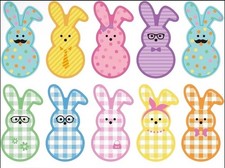 40 PCs 1x1.2 Inch Cute Pastel Easter Bunny Stickers Decorations 9 Designs