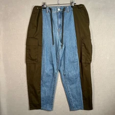 Future Collective Womens Cargo Denim Wide Leg Pants Size 14