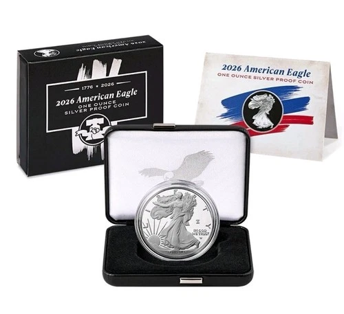 2026 W Gem Proof American Silver Eagle 1 oz 1776-2026 OGP + COA   Free Shipping