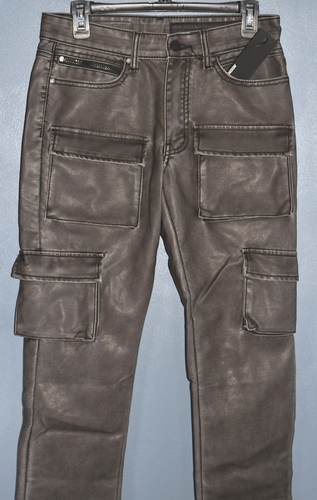 Rockstar Original Khaza Black PU Leather Jeans Size Men's 32 - 36" inseam