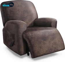 Leather like Oversized Recliner Chair Covers, Extra Large Big Man 4 Pieces
