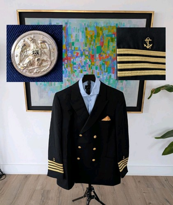 #ad #ad Vtg U.S Navy Officer’s Blazer Double Breasted Admiral Jacket Golden Buttons 48L $95.00