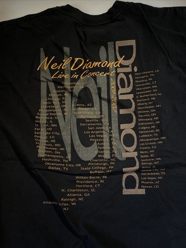 Neil Diamond On Tour 2001 2002 XL Concert T-Shirt Cotton Black legend music - Picture 10 of 12