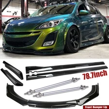 For Mazda 3 Front Bumper Lip Spoiler Splitter+Side Skirt Rear Strut Rod+