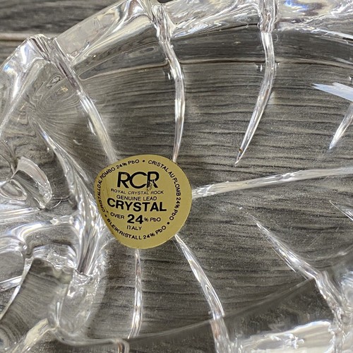 RCR Royal Crystal Rock Jewelry Tray leaf Leaves 24% Lead Crystal Italy Set of 2 - Picture 2 of 10