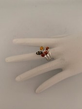Three Color Amber sterling silver Ring Size 6. A.497.
