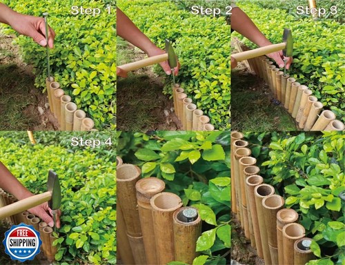 Bamboo Short Fence Outdoor Landscape Edging Flexible Decorative Border 7.8'' - Picture 3 of 5