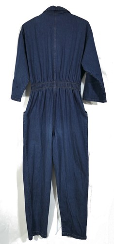 Vintage 80s Dreams Denim Jean Snap Button Jumpsuit M - Picture 2 of 8