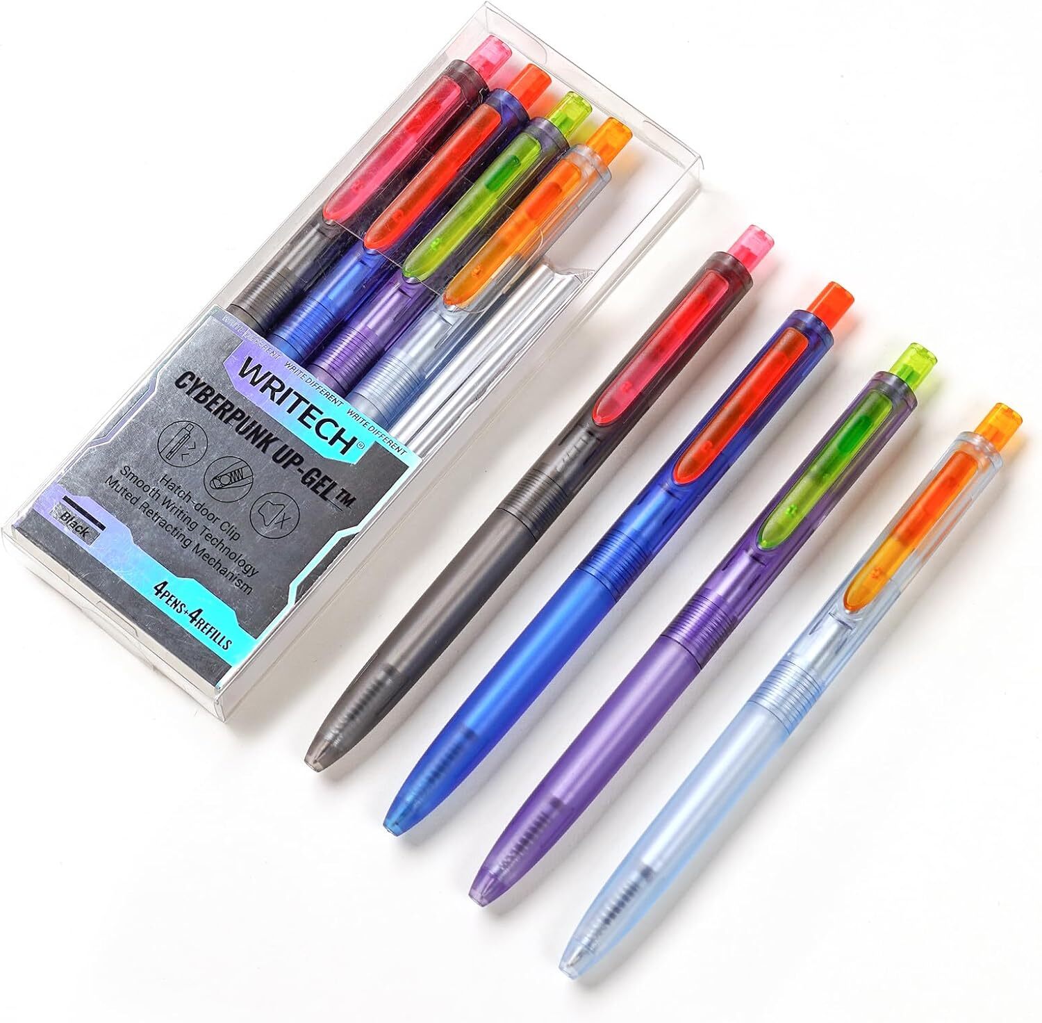 Gel Pens Fine Point Black 0.5mm Retractable 4 Pack +-image