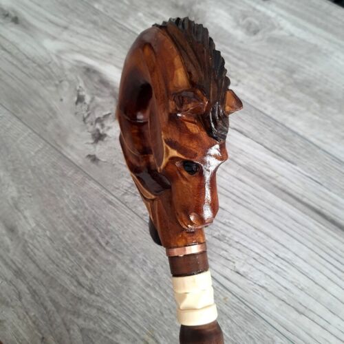 Antique Horse hoof Designed Handle Walking Sticks Wooden Gift Hand-Carved Cane - Picture 7 of 9