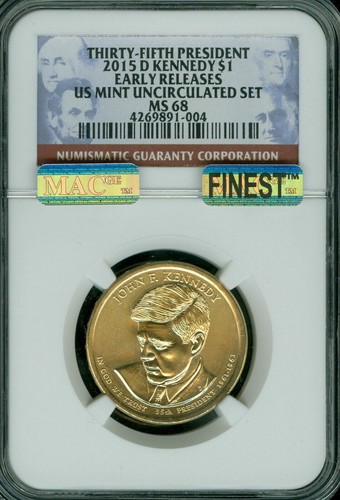 2015 D JFK JOHN F KENNEDY PRES. DOLLAR NGC MS68 MAC FINEST MAC SPOTLESS *