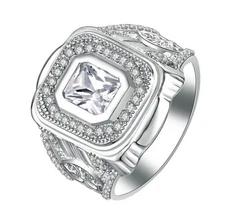 MEN'S CZ .925 STERLING SILVER ANNIVERSARY WEDDING BAND RING SIZE 7-16 MR017