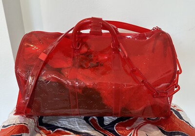Louis Vuitton x Virgil Abloh Red Monogram PVC Keepall Bandouliére