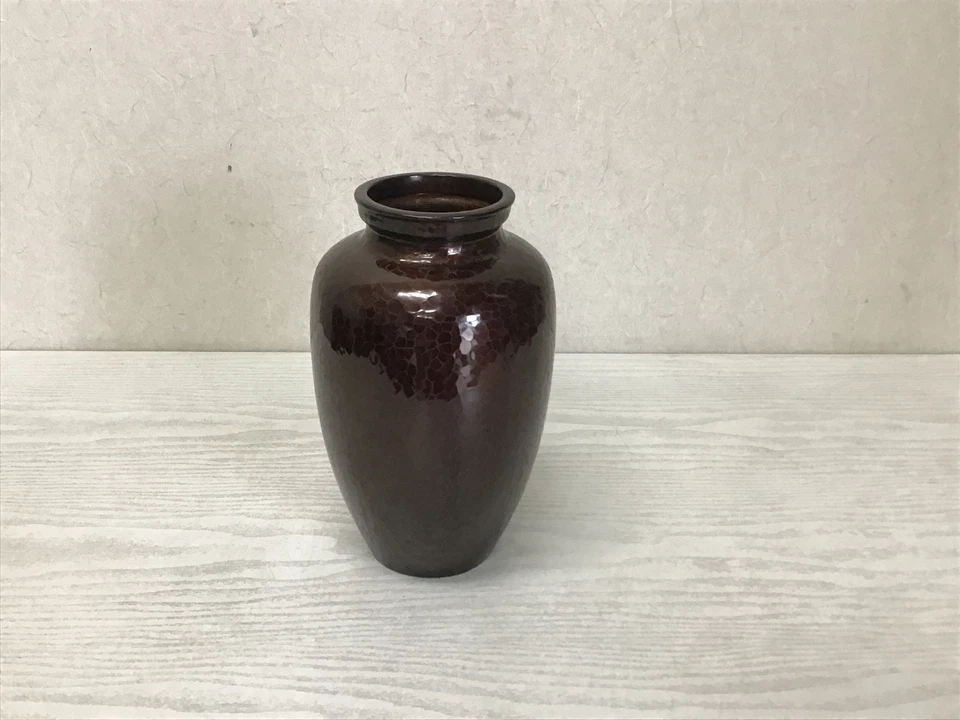 Y2530 FLOWER VASE Copper inlay signed box Japan antique ikebana decor interior - Image 4 of 4