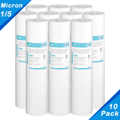 10 Pack 1/5 Micron 20''x4.5'' Sediment Water Filter Whole House Big Blue Cartridge