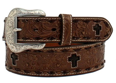 Nocona Western Belt Mens Leather Cross Tapered Brown N2497444