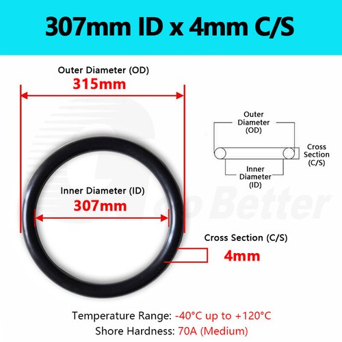 4mm Cross Section NBR 70 O-Rings Nitrile Rubber 4mm-387mm ID Oil Resistant Seals - Picture 145 of 160
