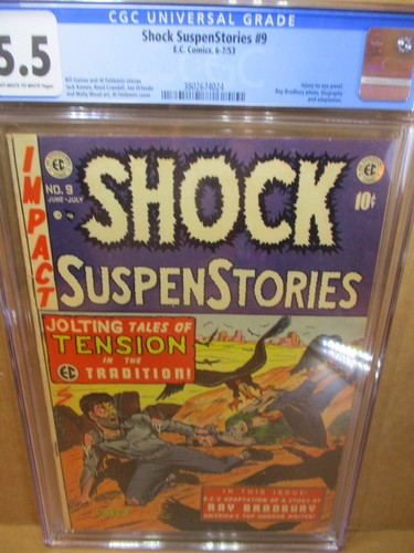Shock SuspenStories 9 CGC 5.5 MAN DRAGS CORPSE `53 EC Crime Wood Feldstein Kamen - Picture 4 of 8