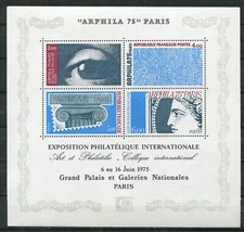 FRANCE 1975, "ARPHILA '75" S/S, STAMP ON STAMP, Scott 1429, MNH