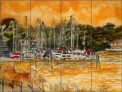 Art Ship Nautical Sailboat Ceramic Mural Backsplash Bath Tile #2196