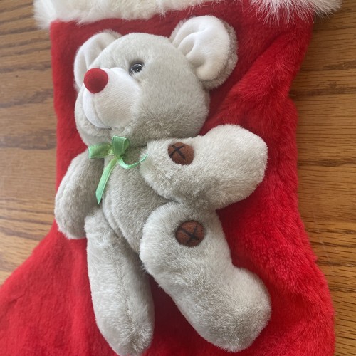 "Oso de peluche 3D felpa medias de Navidad 18"" puño de piel sintética polar lindo y limpio" - Imagen 3 de 5