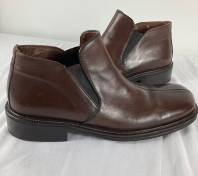 Mens Brass Boots Ankle Chelsea Square Toe Leather Brown 10.5
