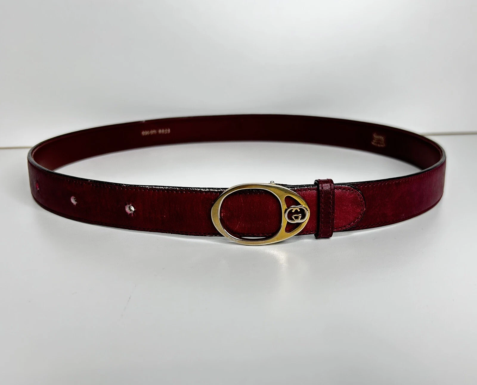 Ceinture taille vintage Gucci cuir Bourgogne taille 32 pouces