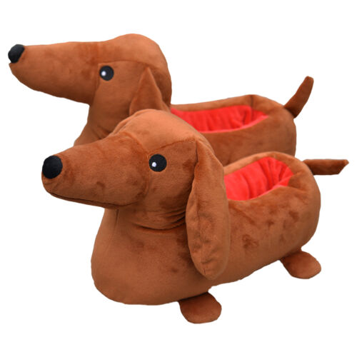 Plush Dachshund Slippers Animals Cute Cartoon House Slippers for Women Men Warm - Picture 2 of 12