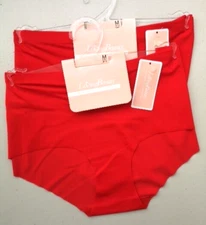 Set of 2 Sexy Red No VLP Mid Rise Bikini Briefs Knickers Size 10/12 New