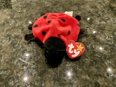Ty Beanie Baby ''Lucky'' Der Marienkäfer. Sehr seltenes Double Tush Tag.