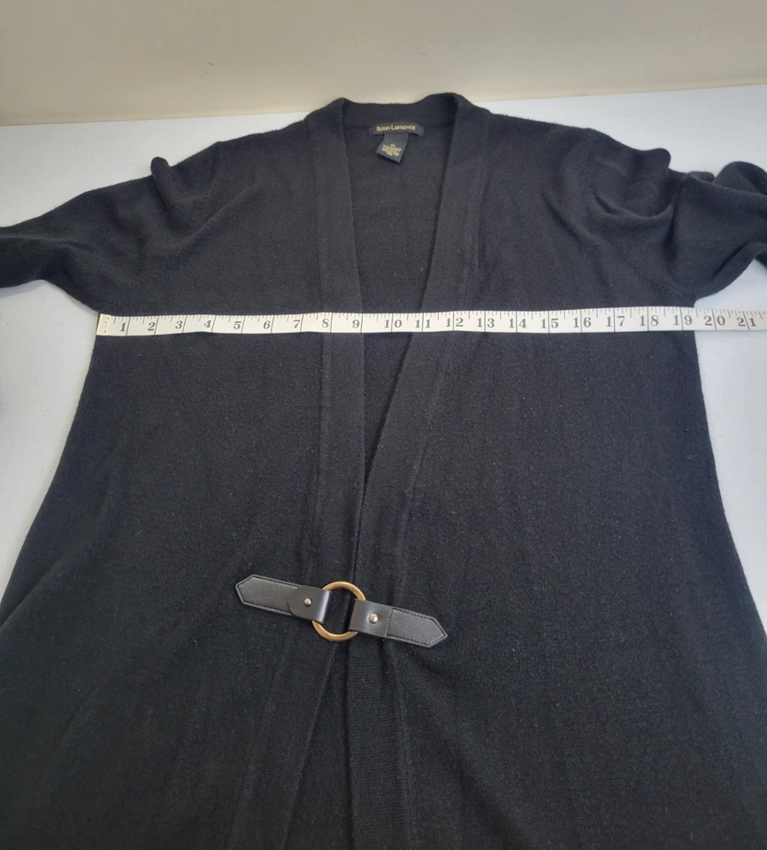 Cárdigan suéter para mujer Susan Lawrence negro tejido manga larga preppy talla XL Foto 3 de 4