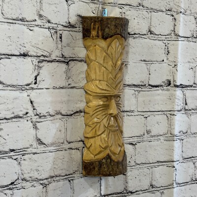Grüner Mann aus dem Wald 30 cm handgeschnitzt Zauberer Baumstamm Holz Fairtrade