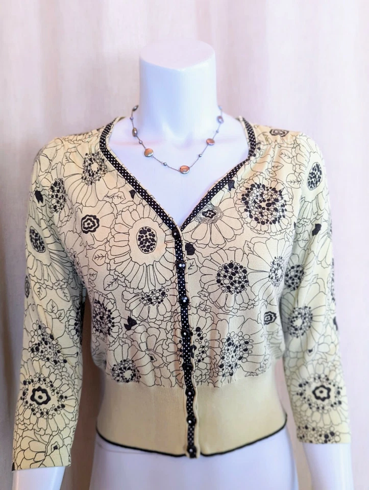 Suéter Valerie Stevens PM Estrás Retro Floral Seda, Mezcla Algodón ¡Dulce! Foto 2 de 4