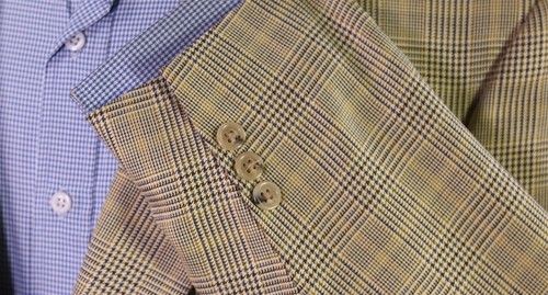 Hart Schaffner Marx Gold Plaid Wool-Silk 2-Btn Sportcoat Blazer 44R - Picture 6 of 8