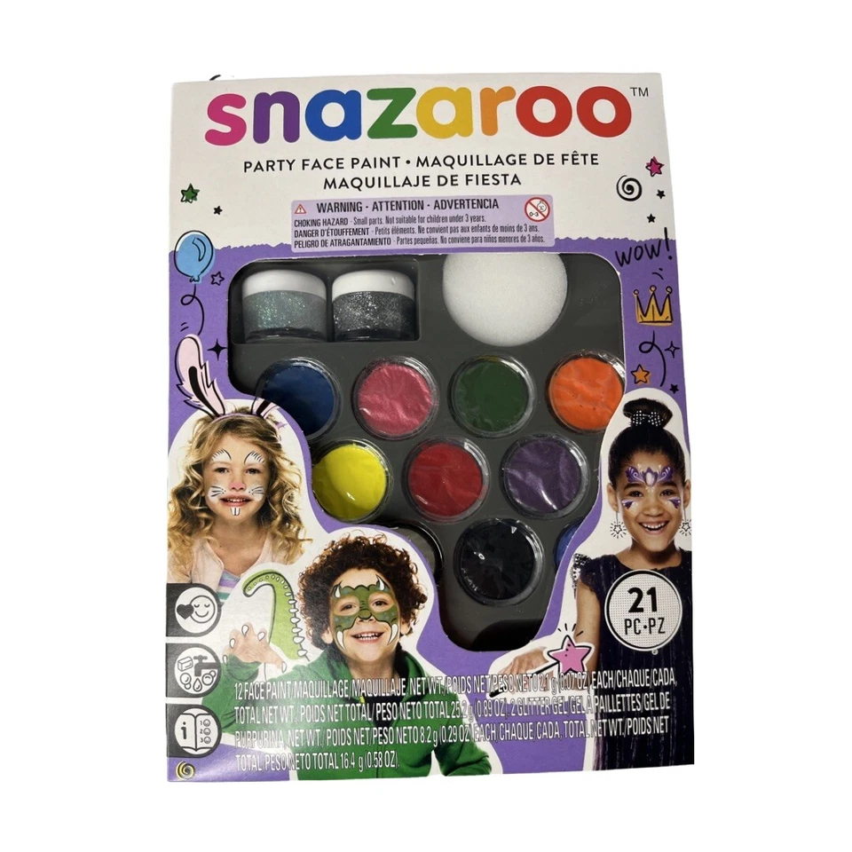 Snazaroo Fiesta Paquete de Pintura Facial Kit 21 Piezas Pinceles Brillo Foto 4 de 4