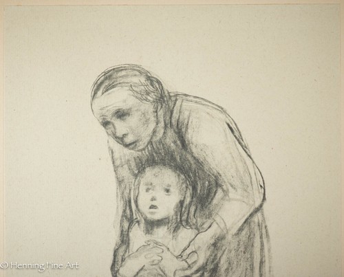 Rare Kathe Kollwitz Original Collotype Lithograph "Zeichnung Zur Lithographie" - Picture 2 of 6