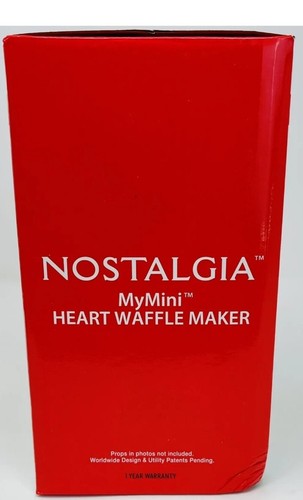 Red Nostalgia Mini 4" Macchina per cialde cuore antiaderente perfetta per porzione singola - Foto 7 di 8