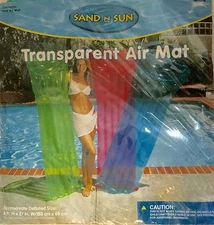 Inflatable Transparent Pool Mat Lounger Blue by Sand N Sun 6ft Long