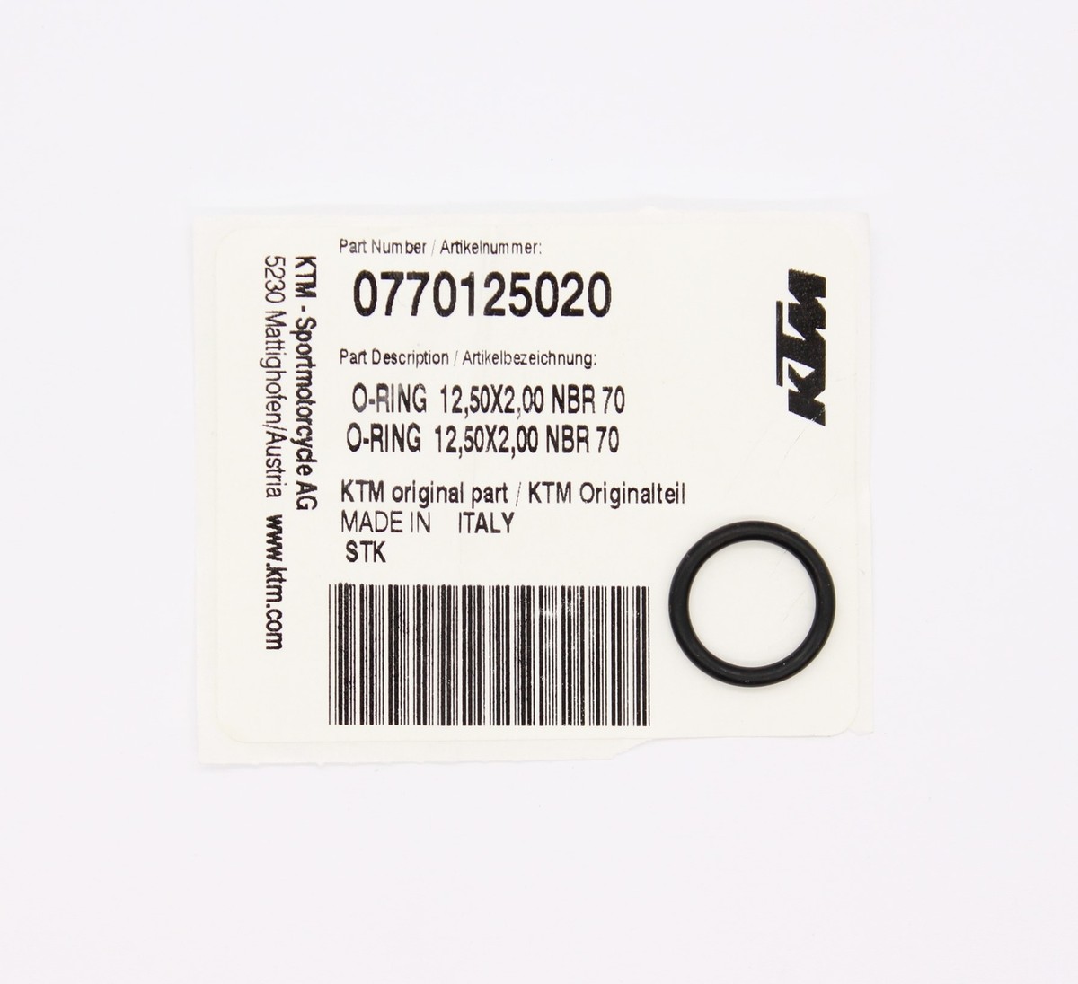 ミミ KTM O-Ring 12.50X2.00 Part Number - 0770125020 | eBay