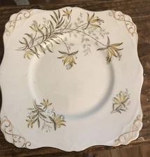 Vintage Tuscan Fine English Bone China Rare Square 9" Plate GOLDEN LILY