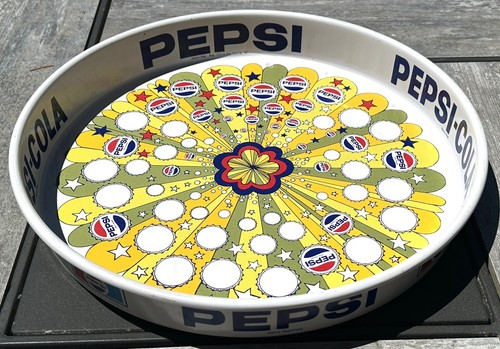 Vintage Pepsi Cola Litho Metal Serving Tray Pop Art Bottle Caps Flower Mexico - Picture 7 of 19