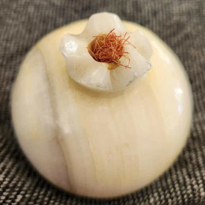 Carved Marble Stone Fruit (6) Pear , Pomegranate, Lemon Fruit, Blue Plums - Image 3 of 4