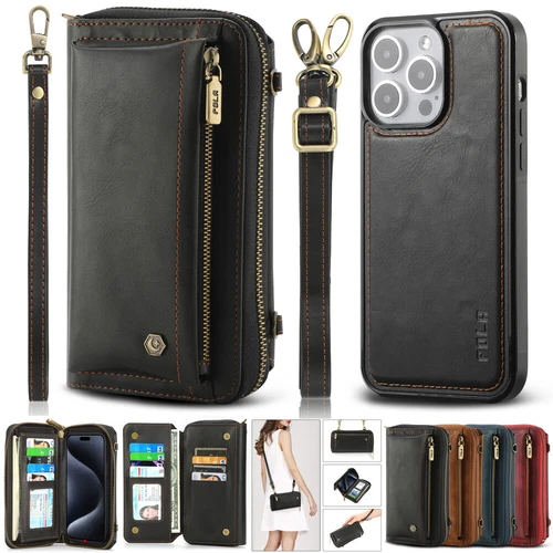 COPERNI Custodia portafoglio tracolla cover telefono staccabile per iPhone 13 14 15 Plus 16 Pro Max