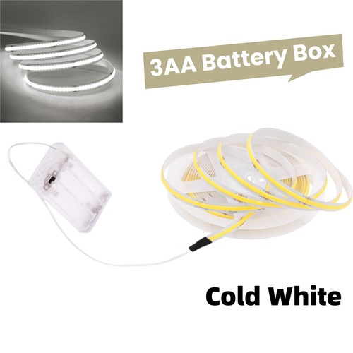 3AA Battery Powered COB LED Strip Lights White Tape Cabinet Lamp Self Adhesive - Picture 18 of 20